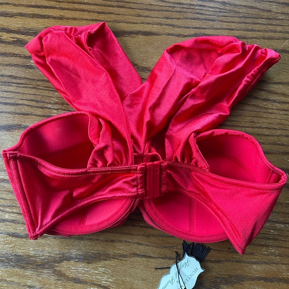 NWT Hunter McGrady Cross Halter Bikini Top 38DD 38E Red Cross neck - Picture 10 of 12